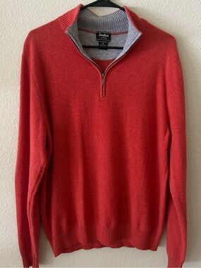 Neiman Marcus Men’s Red Zip-Up 100% Cashmere Sweater size Medium